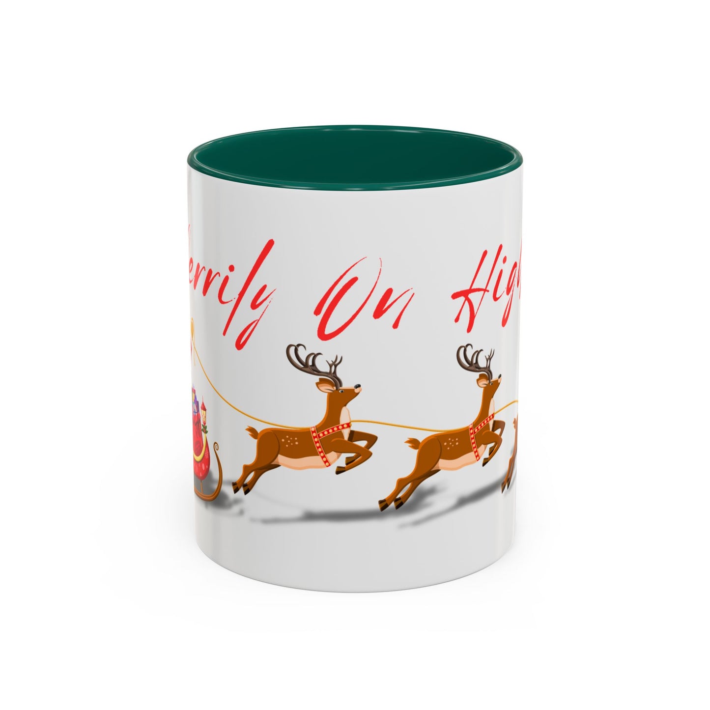 Merrily On High! Santa & Reindeer Mug