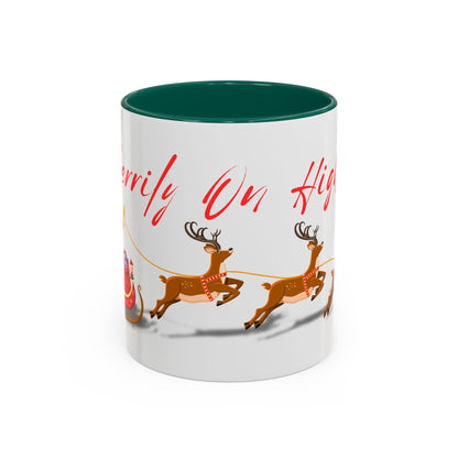 Merrily On High! Santa & Reindeer Mug