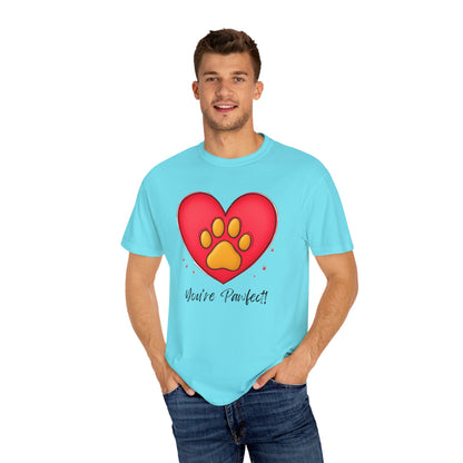 Comfort Colors 1717 Unisex Garment-Dyed T-shirt - "You’re Pawfect!" Adorable Heart and Paw Valentine's Day Design [Color Set 1]
