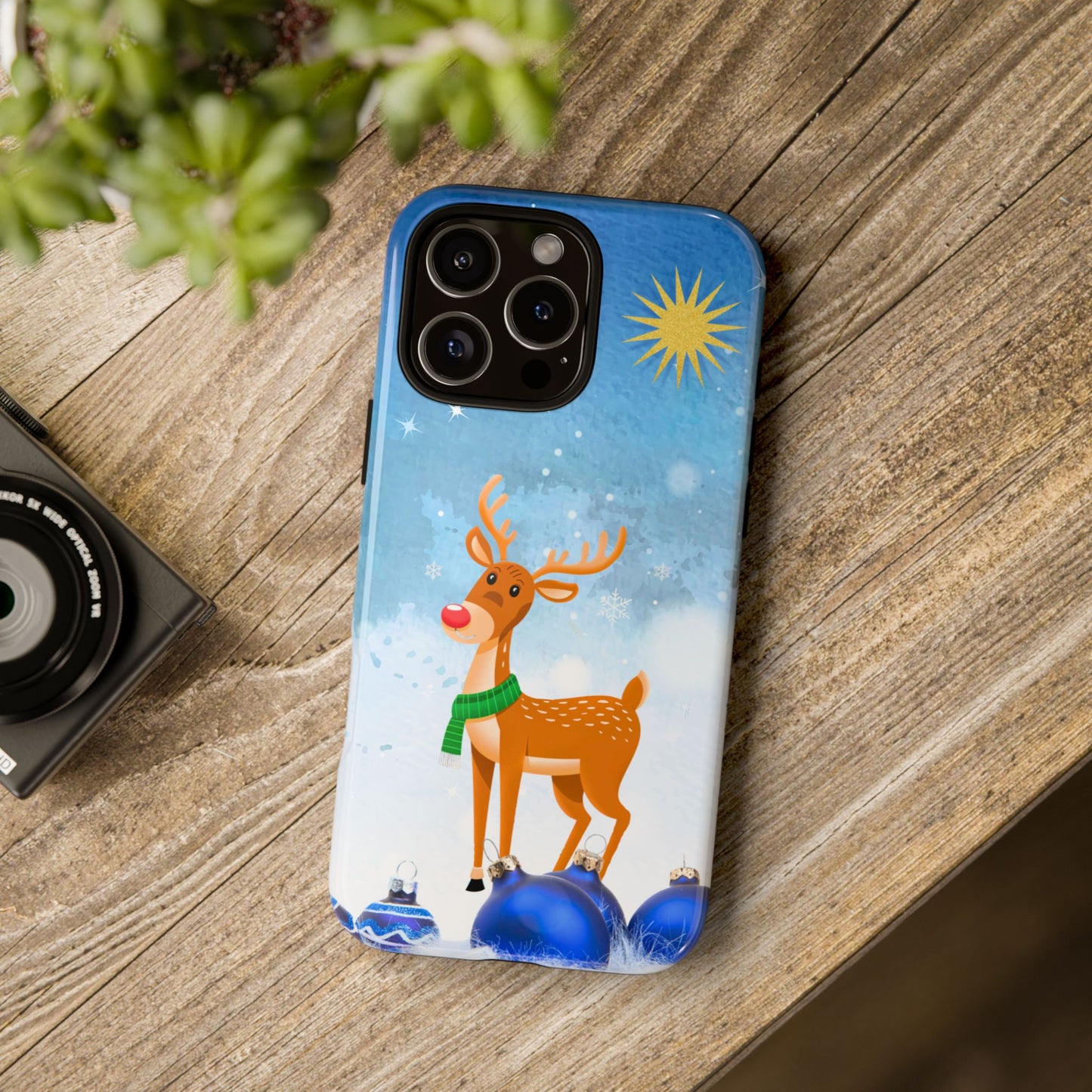 Festive Reindeer No.2 – Santa Hat with Holiday Lights Design for iPhone, Samsung & Google Models