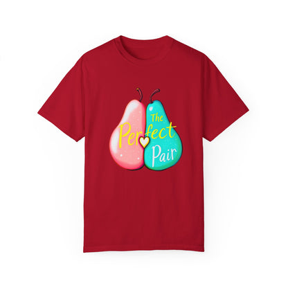 Comfort Colors 1717 Unisex Garment-Dyed T-shirt - "The Perfect Pair" Cute Pear Couple Design (v2)