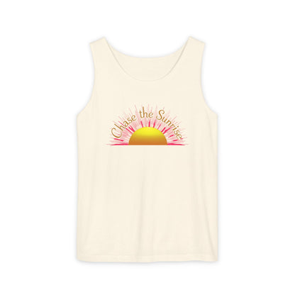 Comfort Colors® 9360 Women's Garment-Dyed Tank Top - Chase the Sunrise Aesthetic Design
