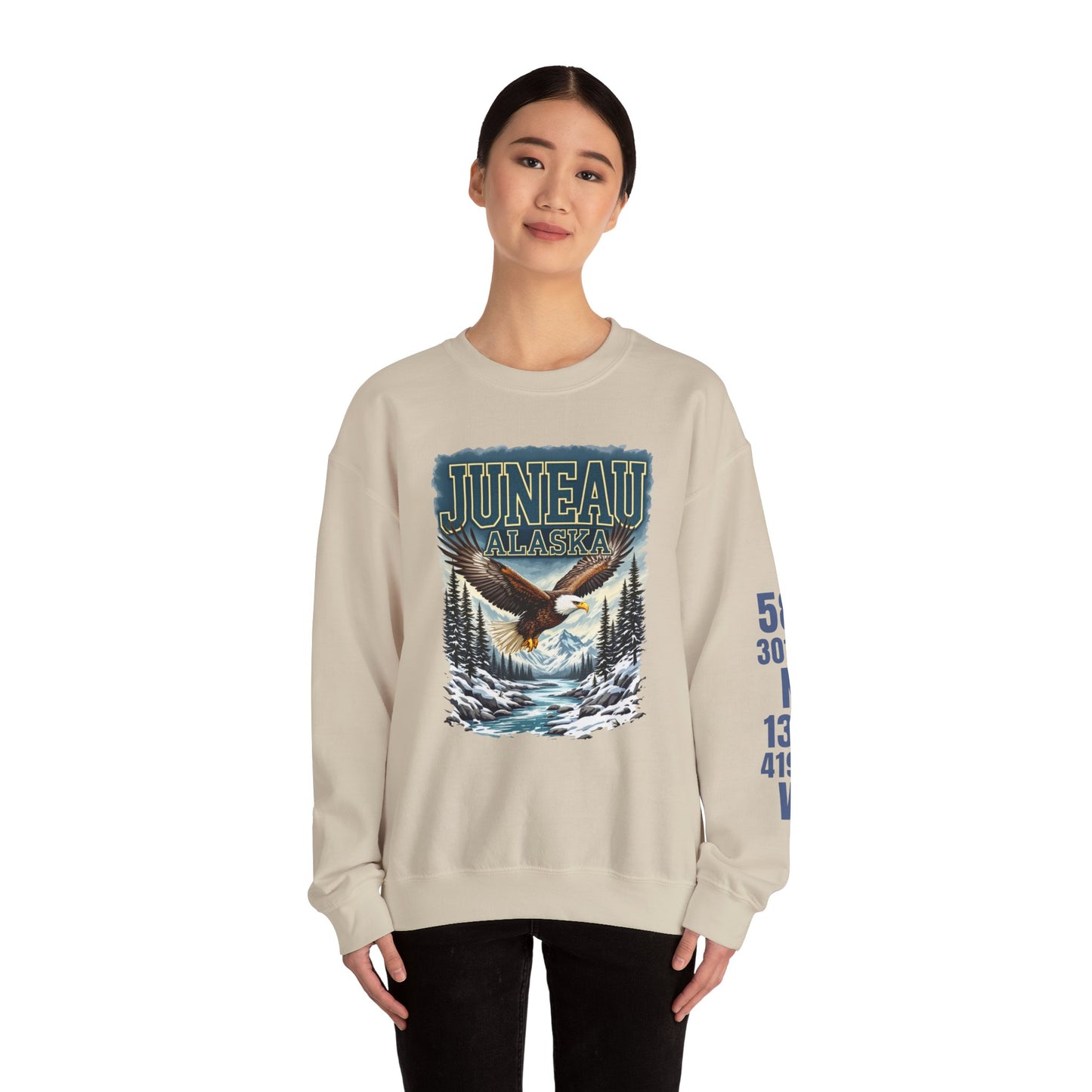 Juneau Bald Eagle Cotton Crewneck Sweatshirt | Wild Alaska Series Edition 🦅🌲❄️