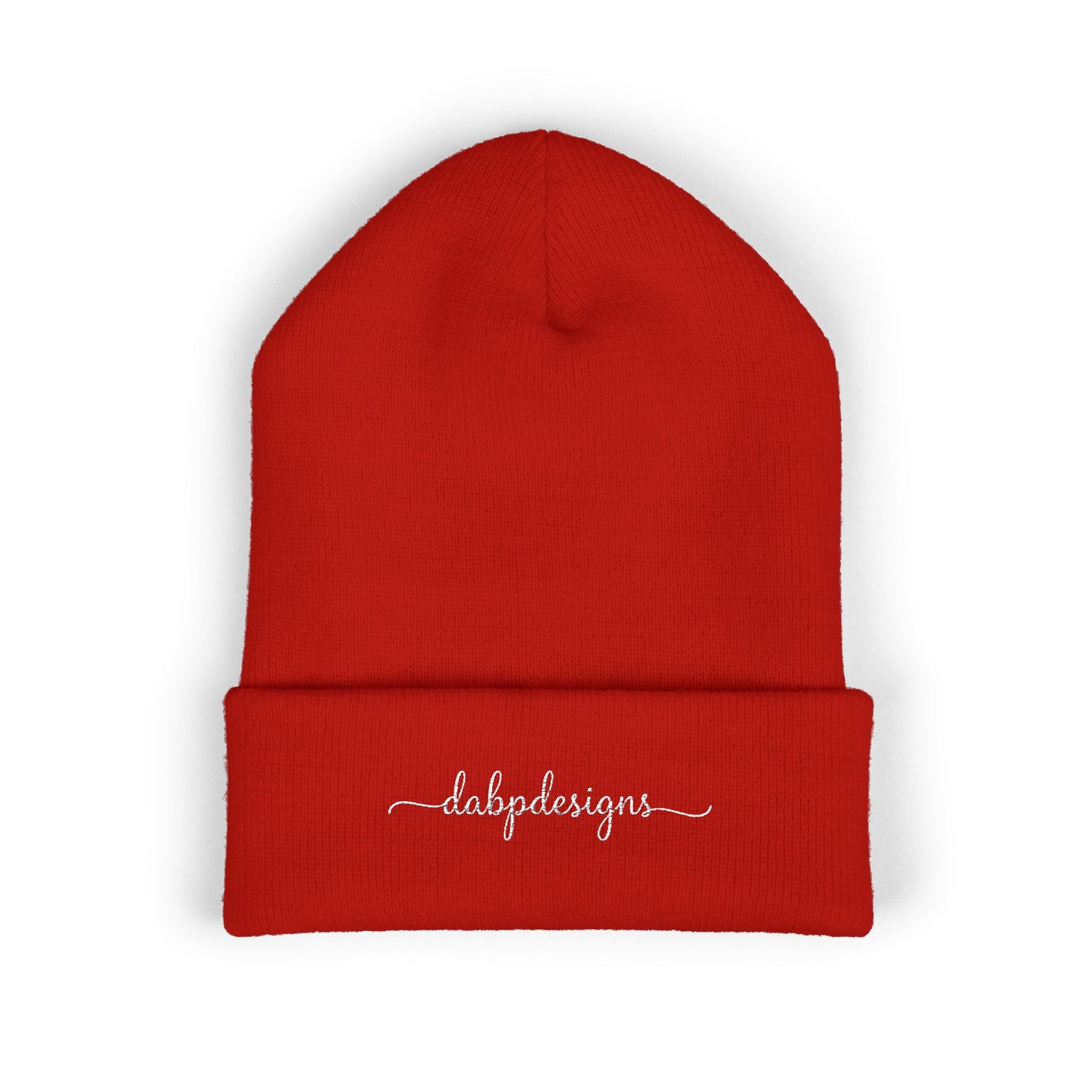 Embroidered Cuffed Beanie – dabpdesigns Minimal White Stitch Logo
