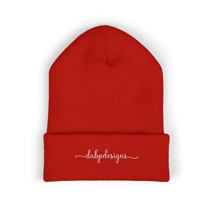 Embroidered Cuffed Beanie – dabpdesigns Minimal White Stitch Logo