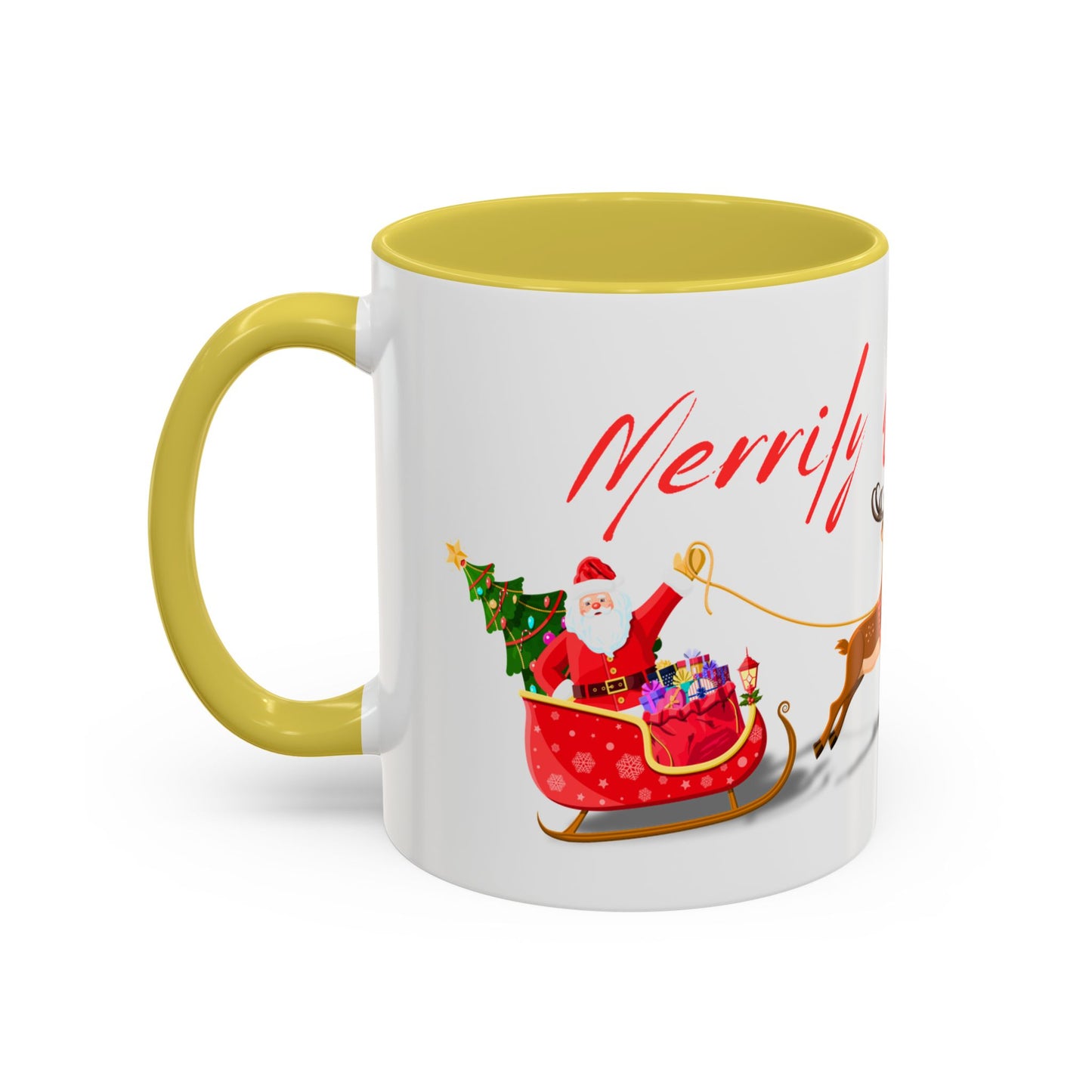 Merrily On High! Santa & Reindeer Mug