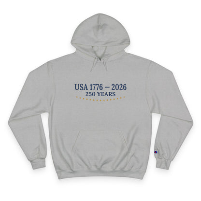 USA 250 Years Hoodie (1776–2026) – Commemorative Patriotic Back Crest Hoodie