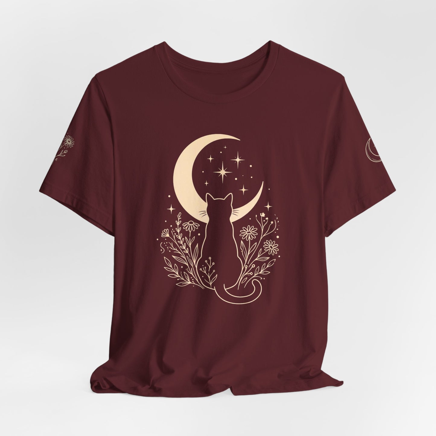 Moon Garden Watcher Cat Celestial Tee