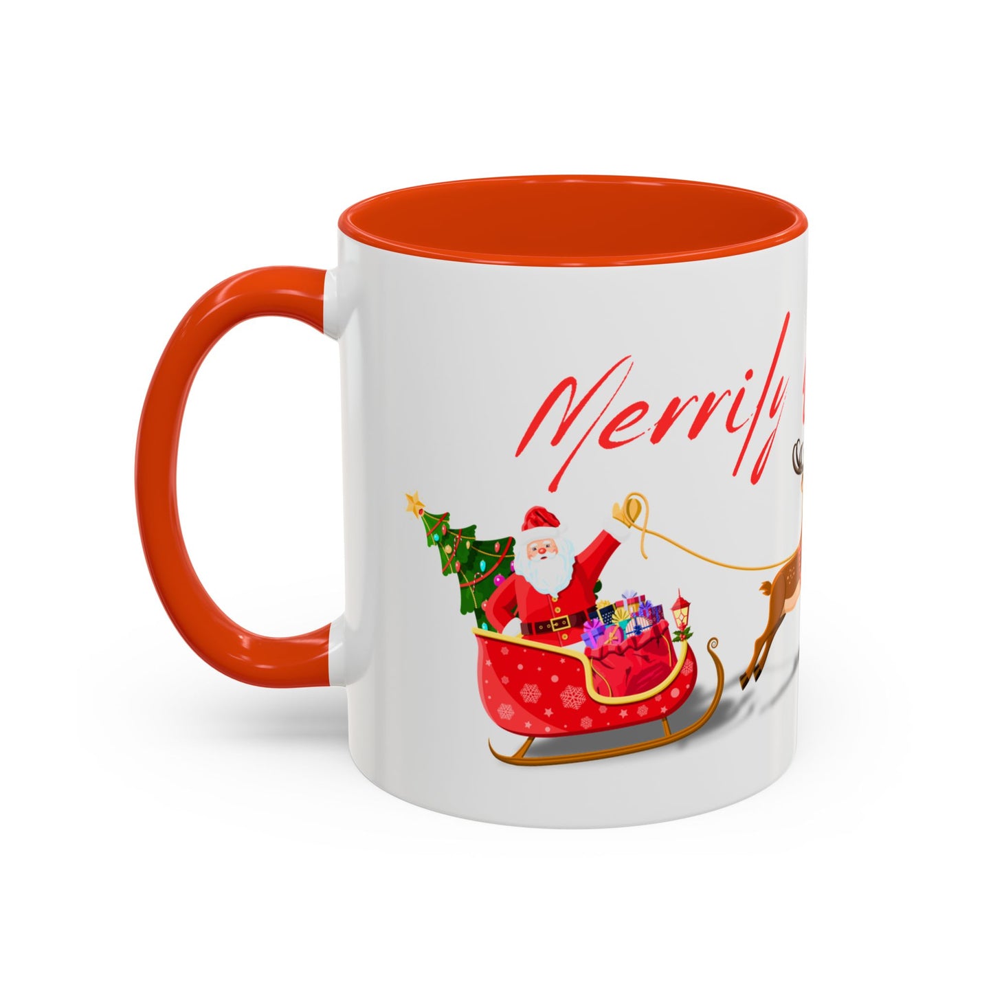 Merrily On High! Santa & Reindeer Mug