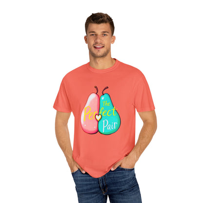 Comfort Colors 1717 Unisex Garment-Dyed T-shirt - "The Perfect Pair" Cute Pear Couple Design (v2)