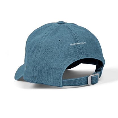 Dream Weaver Embroidered Denim Cap | Crescent Moon & Waves Aesthetic | Unisex Adjustable Dad Hat | Cosmic Drifts Collection