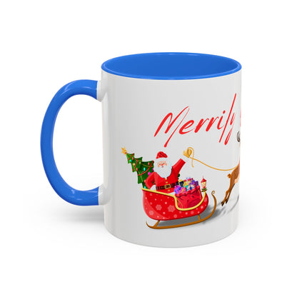Merrily On High! Santa & Reindeer Mug
