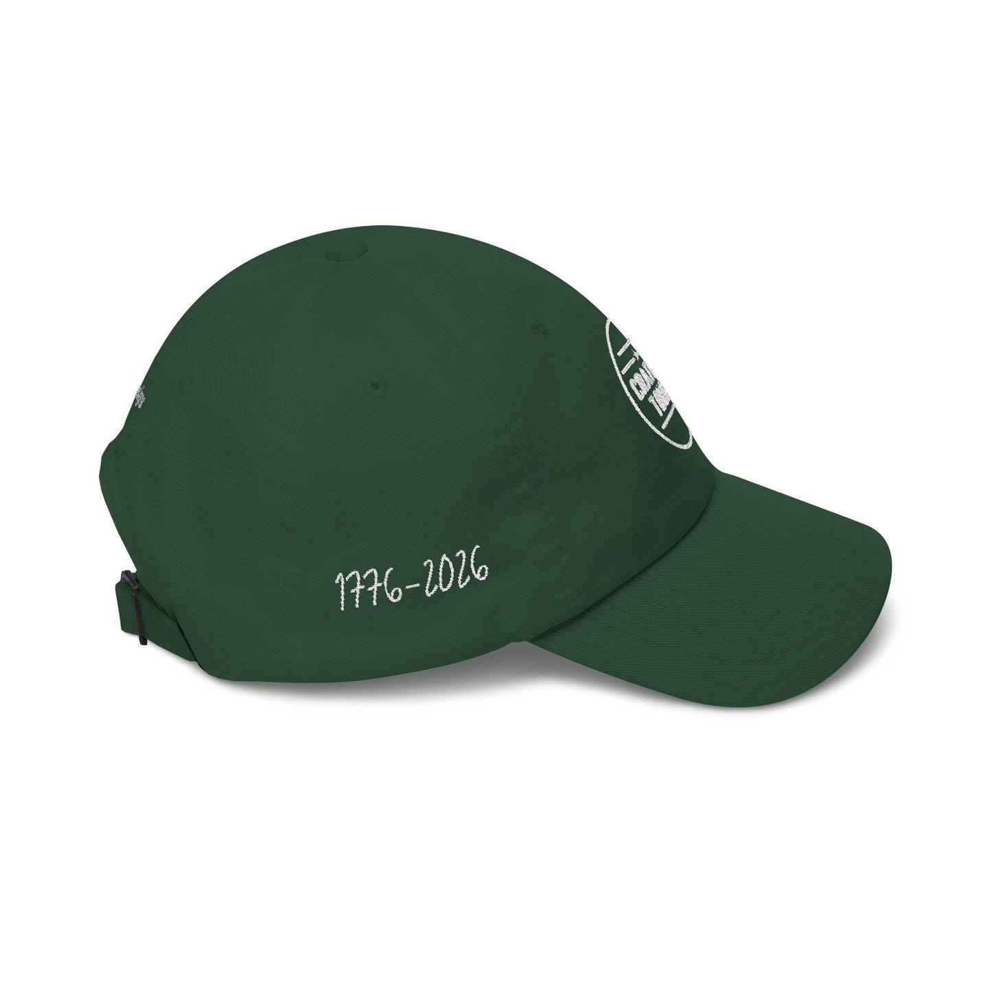 Black cap with a brand logo on a white background