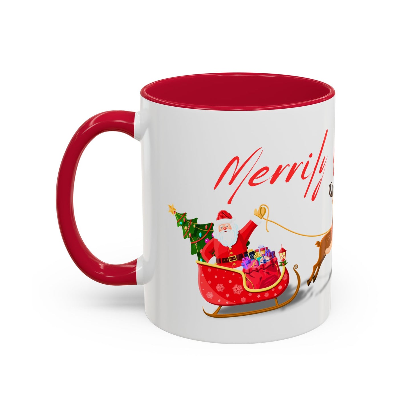 Merrily On High! Santa & Reindeer Mug
