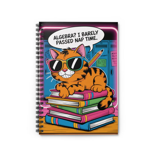 Too Cool For Math Cat | Retro Cartoon Spiral Notebook