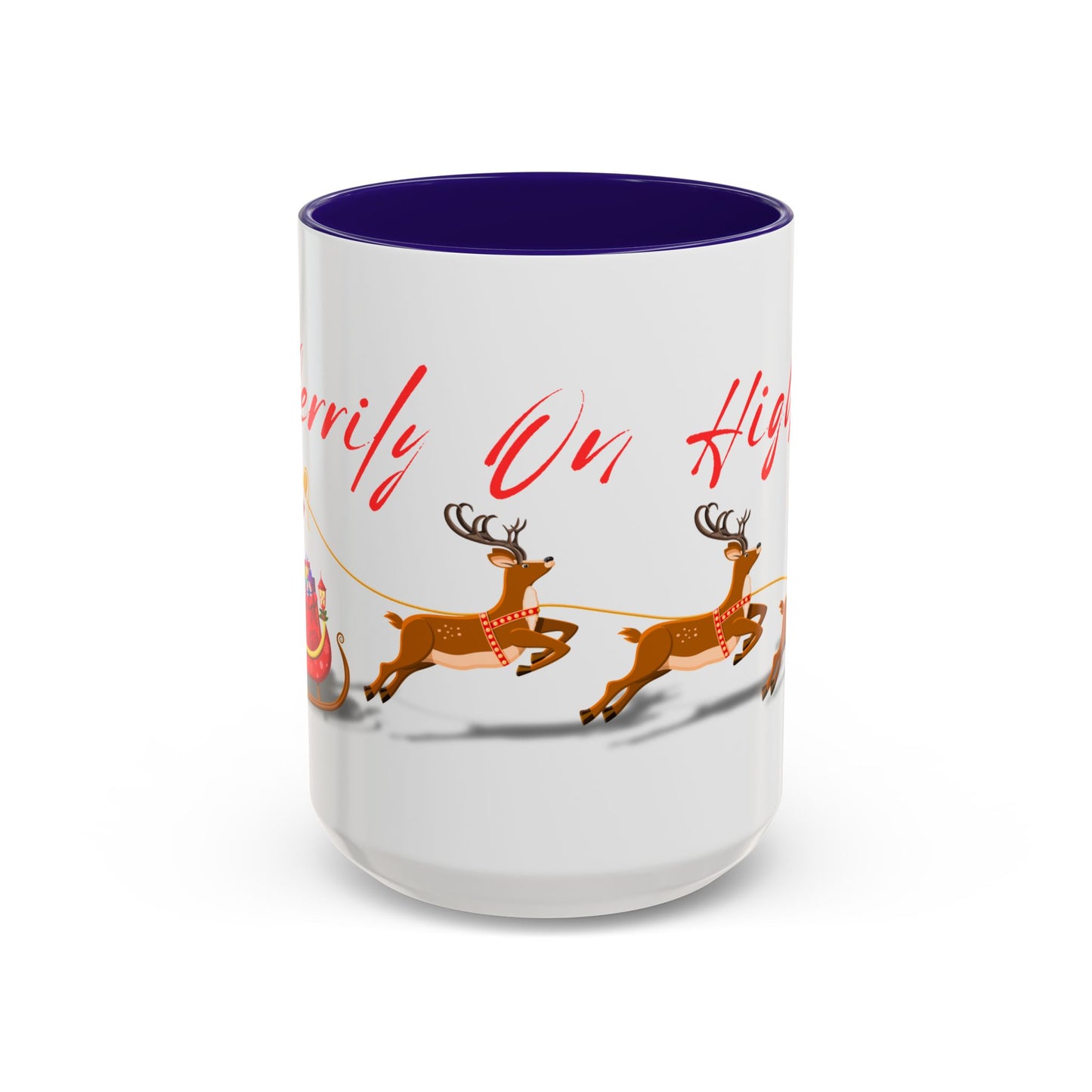 Merrily On High! Santa & Reindeer Mug