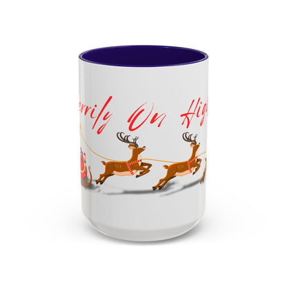Merrily On High! Santa & Reindeer Mug
