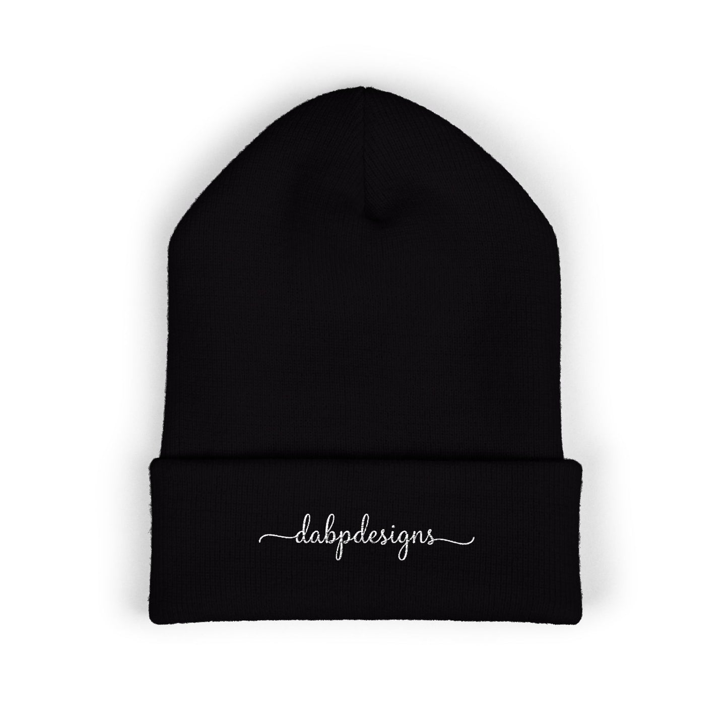 Embroidered Cuffed Beanie – dabpdesigns Minimal White Stitch Logo