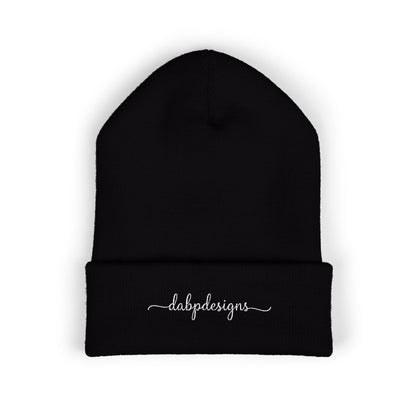 Embroidered Cuffed Beanie – dabpdesigns Minimal White Stitch Logo