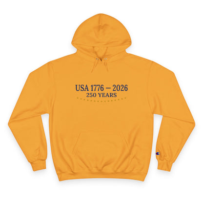 USA 250 Years Hoodie (1776–2026) – Commemorative Patriotic Back Crest Hoodie