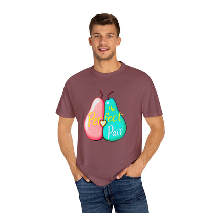 Comfort Colors 1717 Unisex Garment-Dyed T-shirt - "The Perfect Pair" Cute Pear Couple Design (v2)