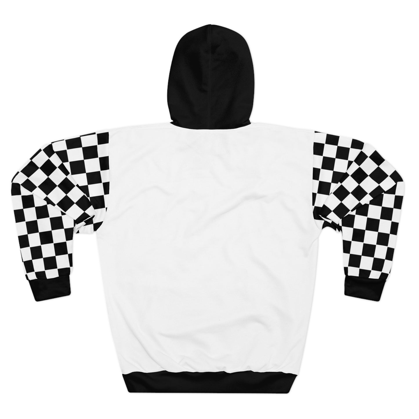 Paris Checkered Unisex Hoodie - DABP Emblem and Checkerboard Sleeves (White)