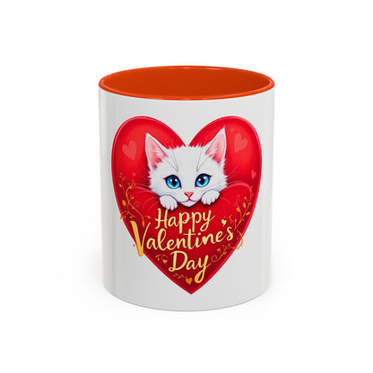 Adorable White Kitten Valentine's Day Mug – Cute & Romantic Gift (11oz)