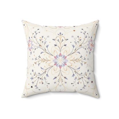 Ethereal Starlit Bloom – Elegant Ornamental Design Throw Pillow