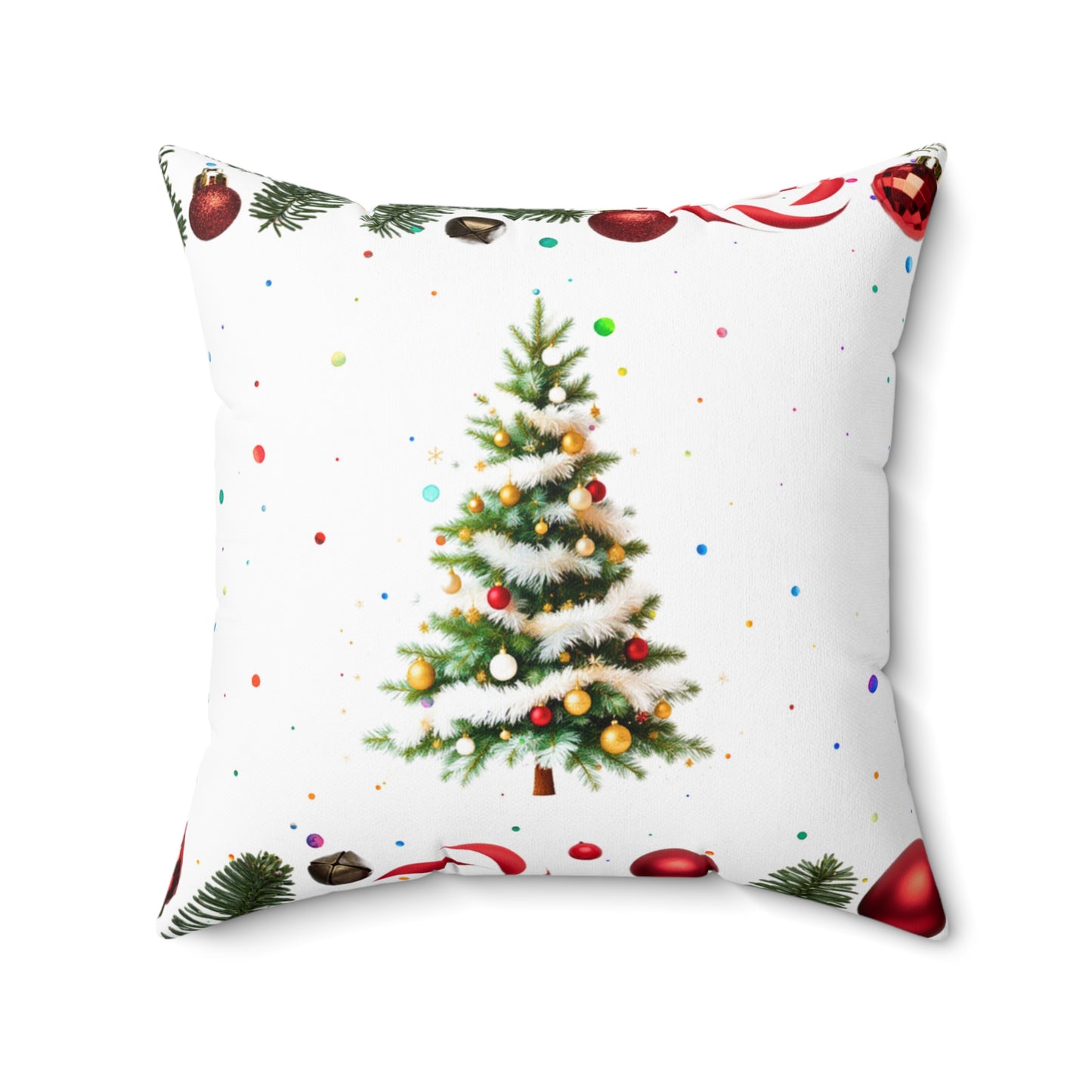 Elegant Christmas Tree Pillow - Candy Cane Border