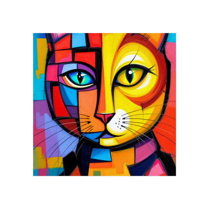 Cubist Cat Portrait - Vibrant Abstract Expression