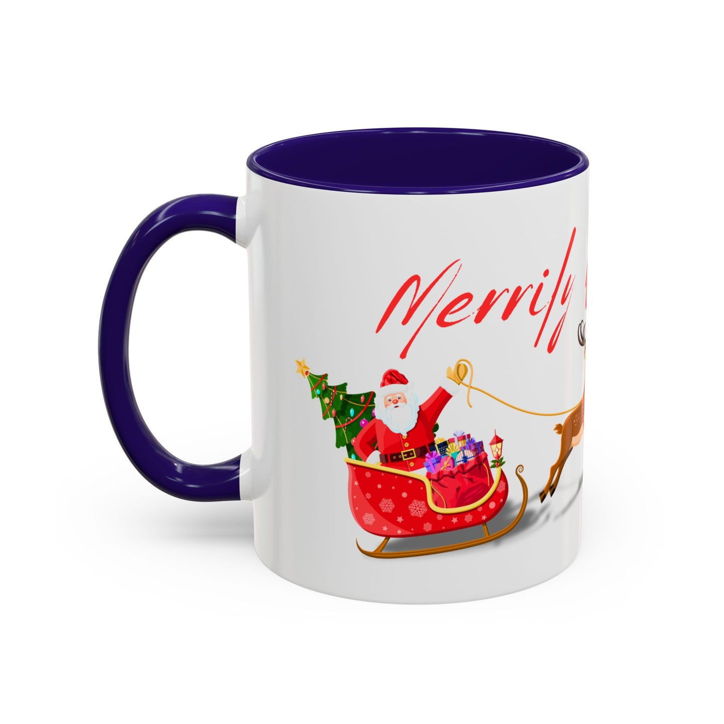 Merrily On High! Santa & Reindeer Mug
