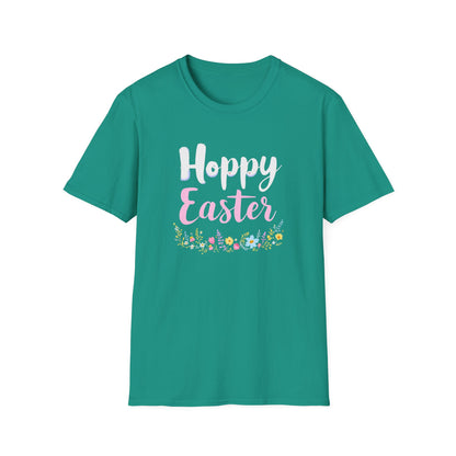 Gildan 64000 Unisex Softstyle T-Shirt - Hoppy Easter Floral Script Tee