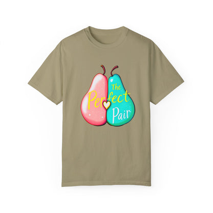 Comfort Colors 1717 Unisex Garment-Dyed T-shirt - "The Perfect Pair" Cute Pear Couple Design (v2)