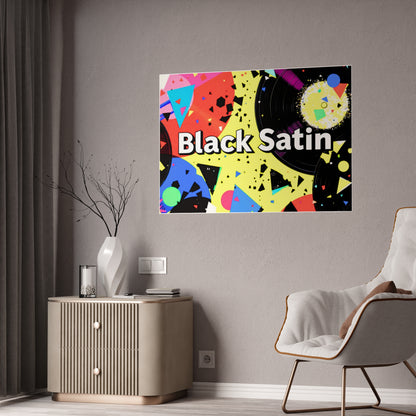 Jazz-Inspired Glossy Poster Art | Black Satin Layers