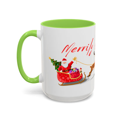 Merrily On High! Santa & Reindeer Mug