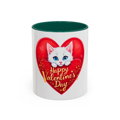 Adorable White Kitten Valentine's Day Mug – Cute & Romantic Gift (11oz)