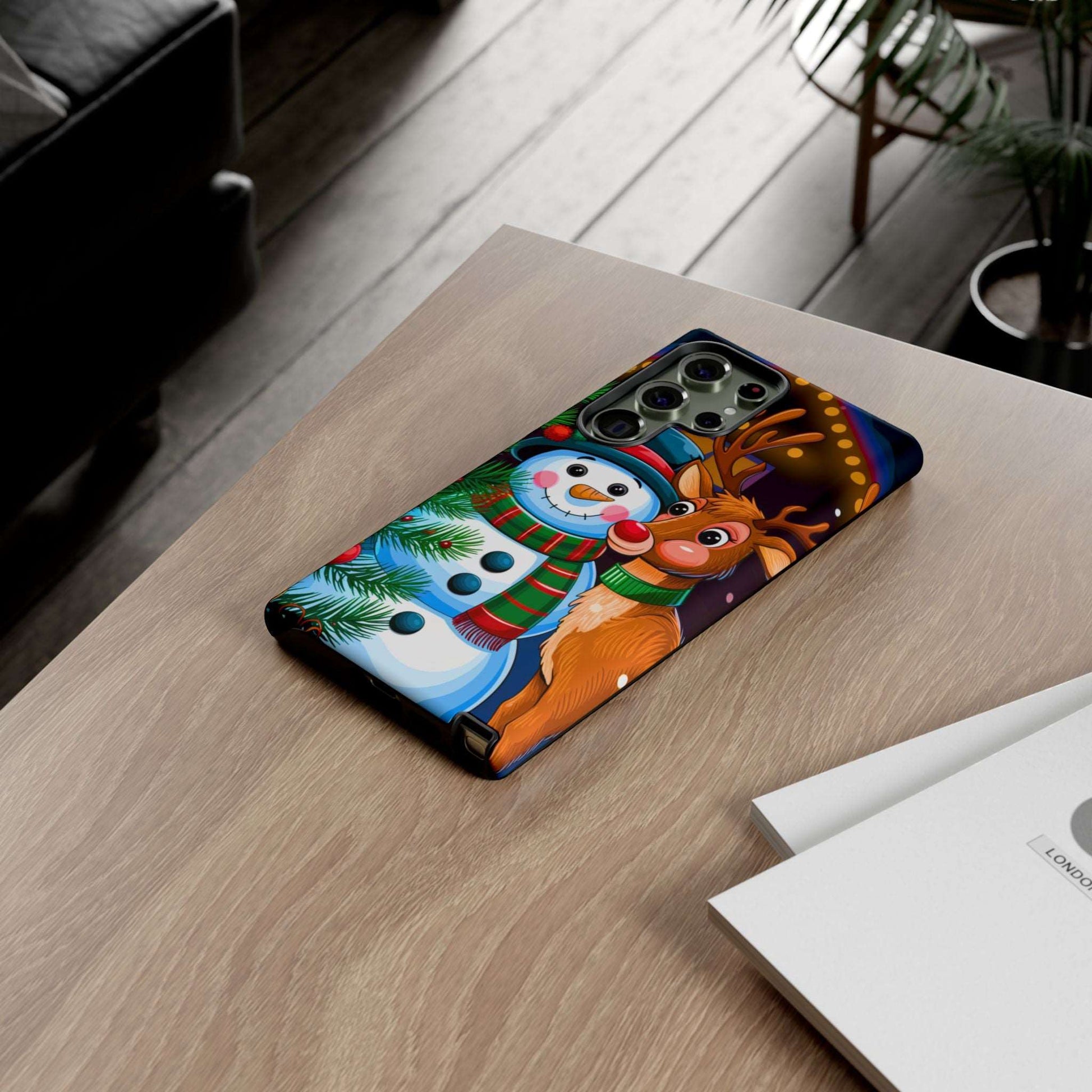 Festive Snowman and Reindeer Christmas Phone Case