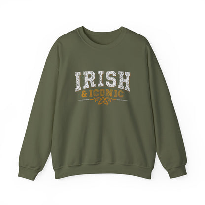 Gildan 18000 Unisex Heavy Blend™ Crewneck Sweatshirt - Irish & Iconic Vintage Distressed St. Patrick’s Day Design