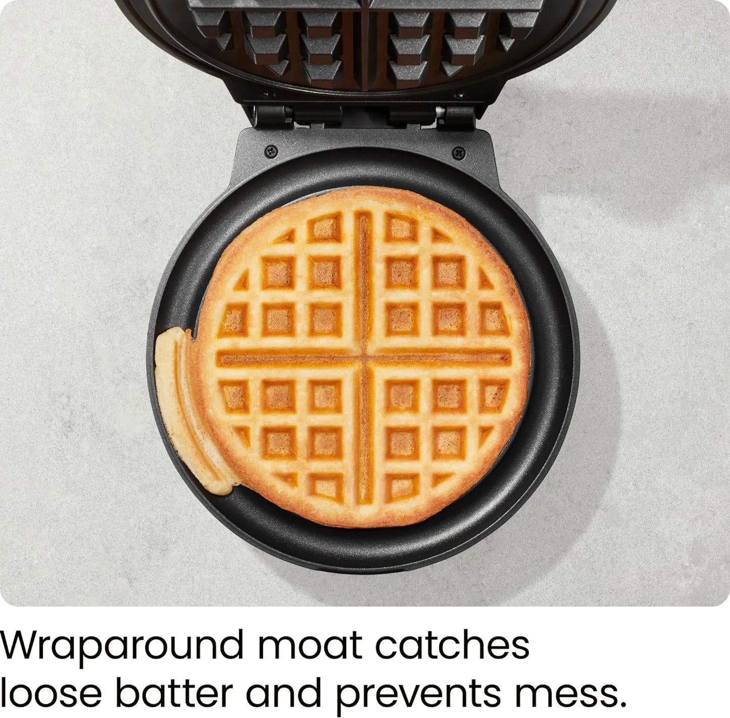 Anti-Overflow Belgian Waffle Maker, Shade Selector, Non-Stick, Black