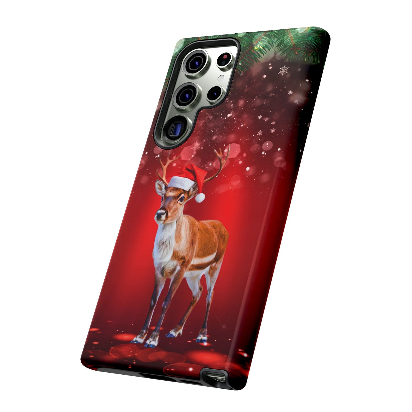 Festive Reindeer No.1 – Santa Hat with Holiday Lights Design for iPhone, Samsung & Google Models