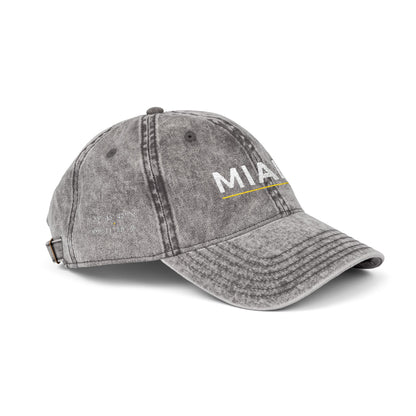 Gray baseball cap with 'In my Rockford' text on a white background