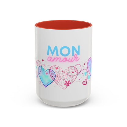 Mon amour/Pour toujours Valentine's Day Mug Set– Romantic French Gift for Couples [1 of 2] (11oz, 15oz)