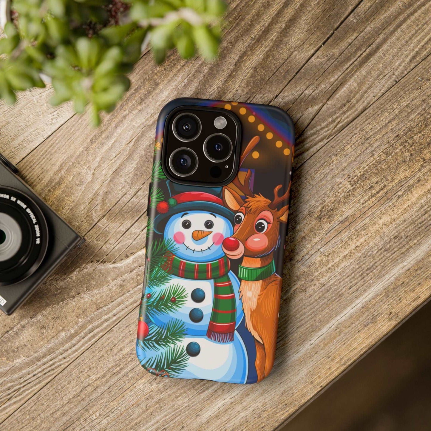 Festive Snowman and Reindeer Christmas Phone Case