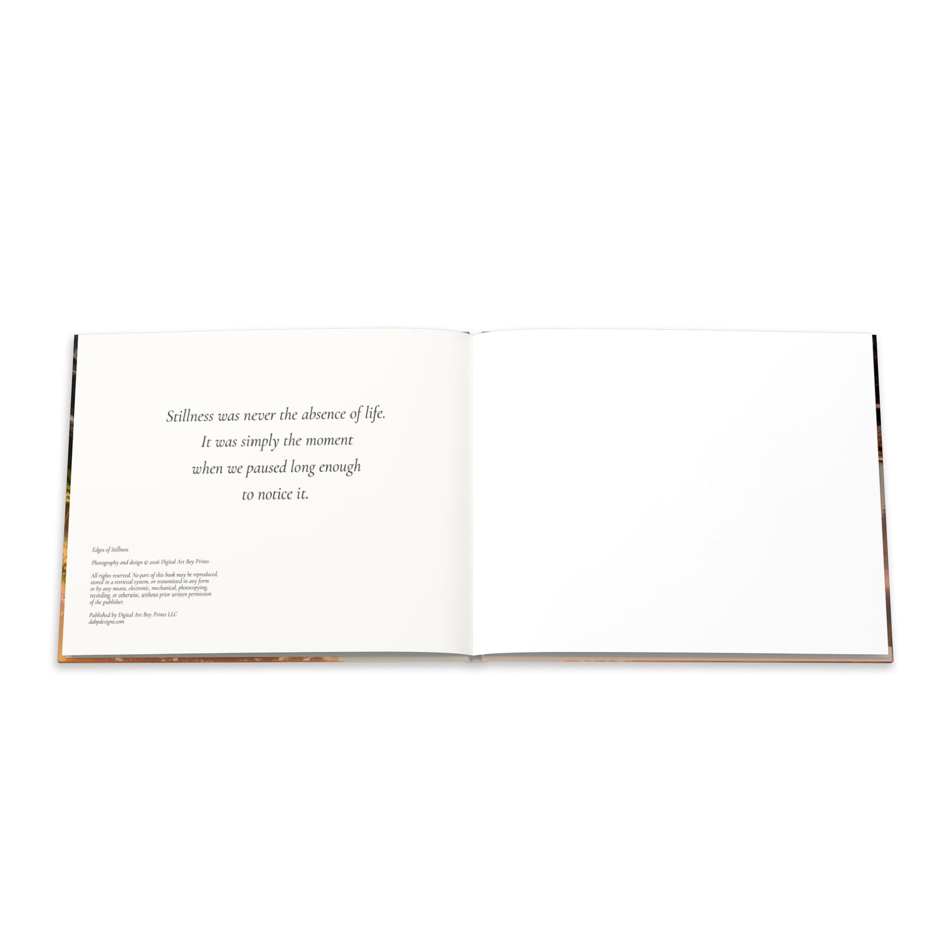 Open book with text on a white background