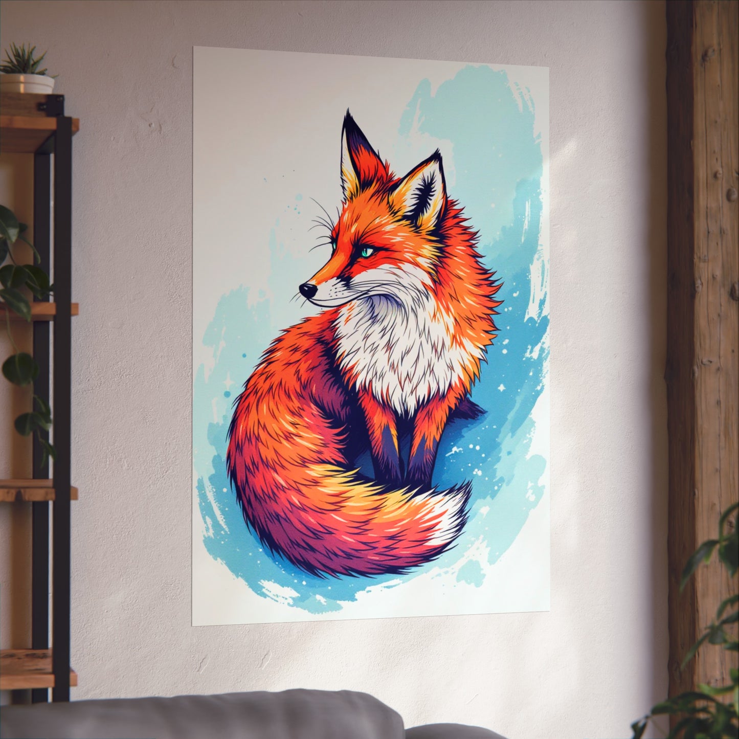 Vibrant Fox Illustration - Bold Artistic Wildlife