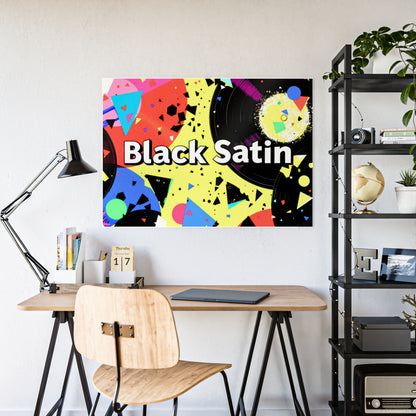 Jazz-Inspired Glossy Poster Art | Black Satin Layers