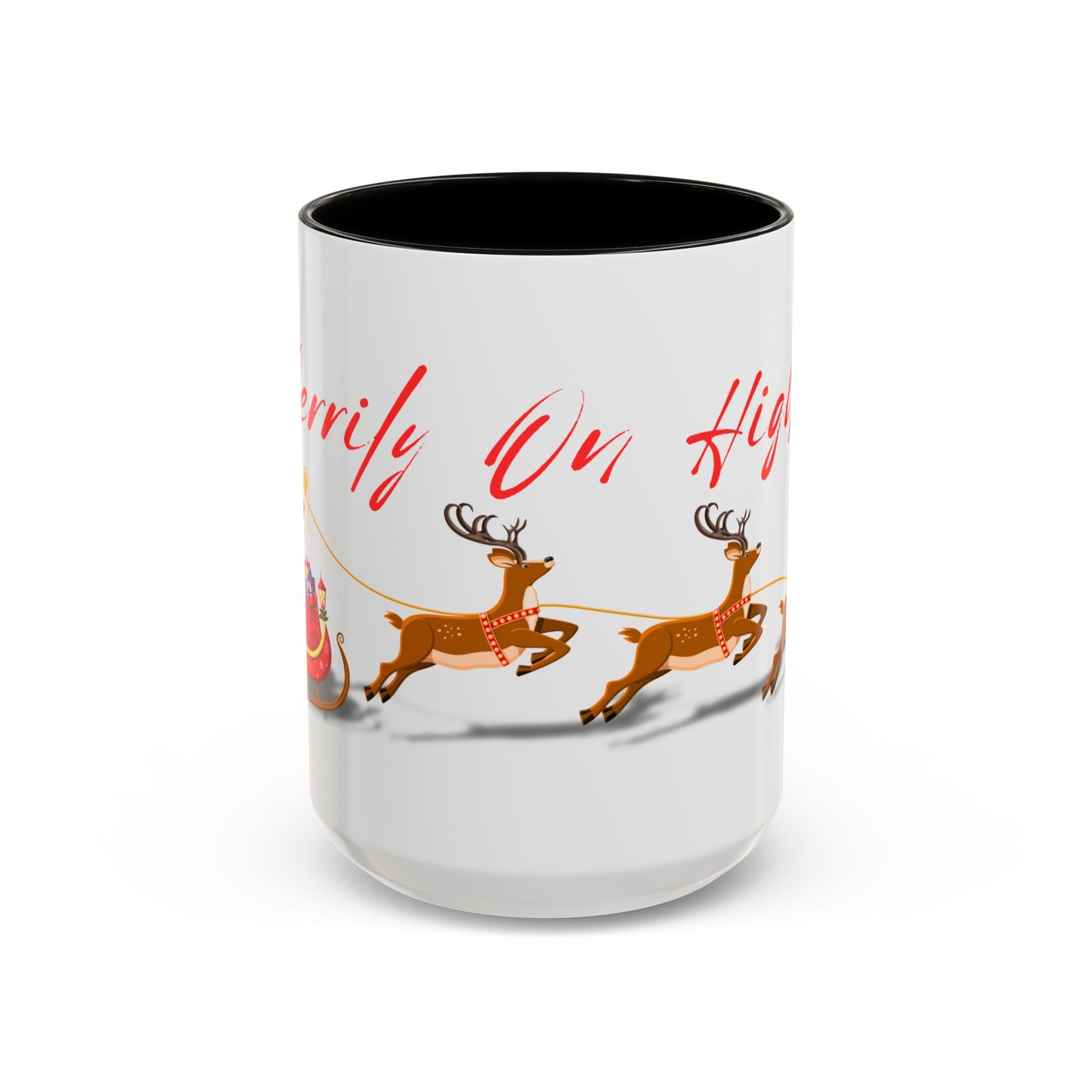 Merrily On High! Santa & Reindeer Mug