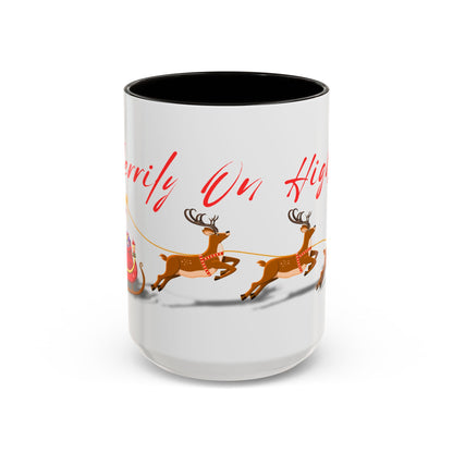 Merrily On High! Santa & Reindeer Mug