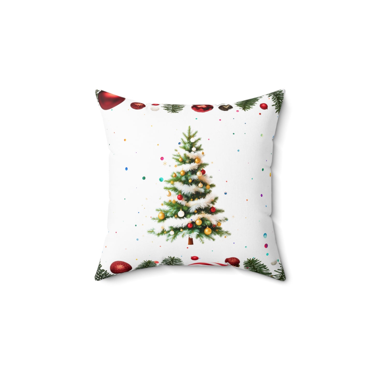 Elegant Christmas Tree Pillow - Candy Cane Border