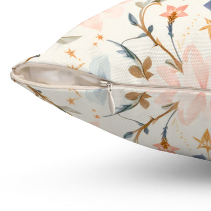 Blush Blossom Harmony – Elegant Floral Art Deco Design Throw Pillow